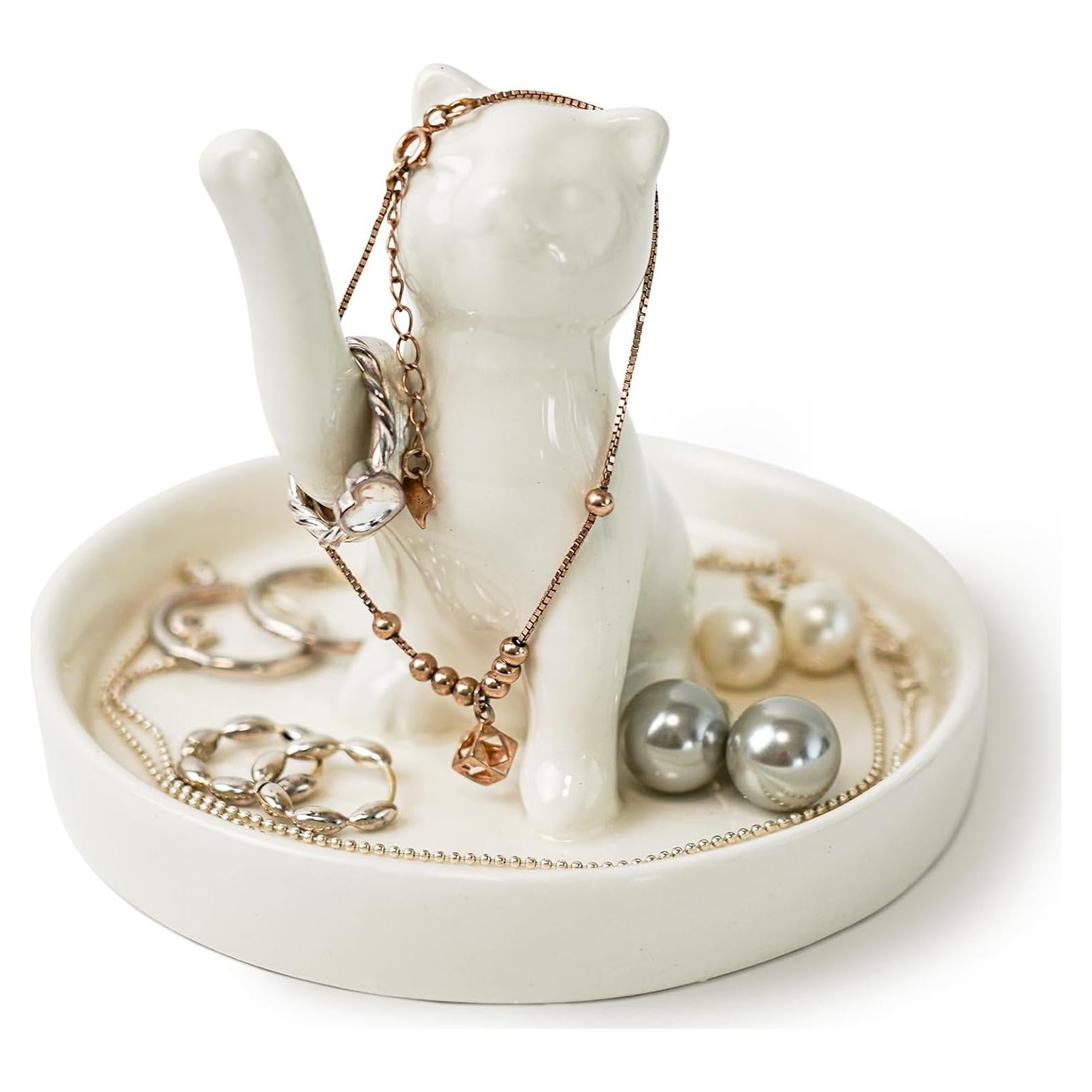 Bandeja de Joyería Cerámica Gato de la Suerte YOBRO - 10 cm