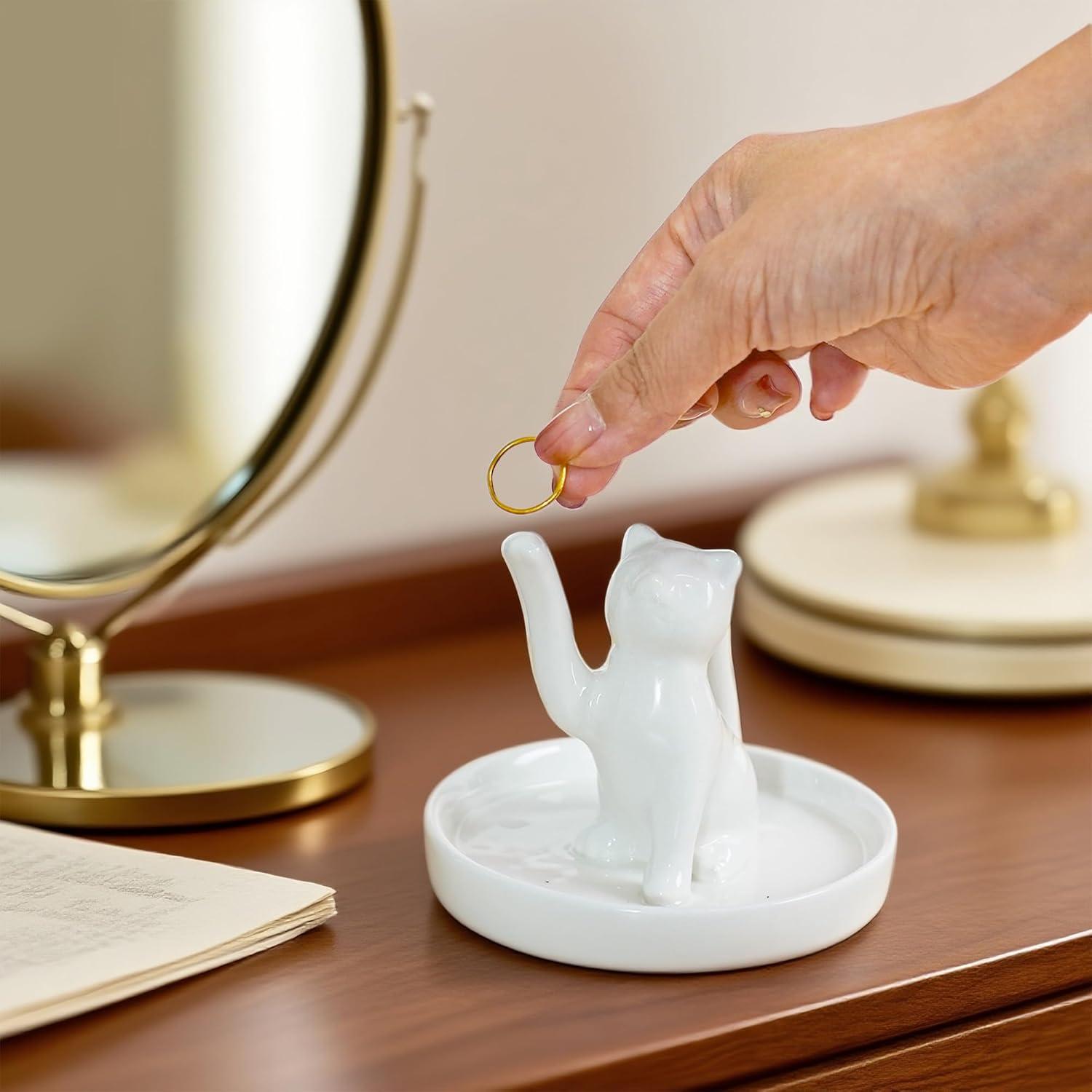 Bandeja de Joyería Cerámica Gato de la Suerte YOBRO - 10 cm