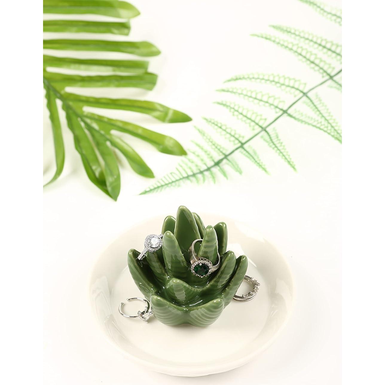 Soporte de Joyería Cerámica HOME SMILE Cactus Aloe 13x13 cm