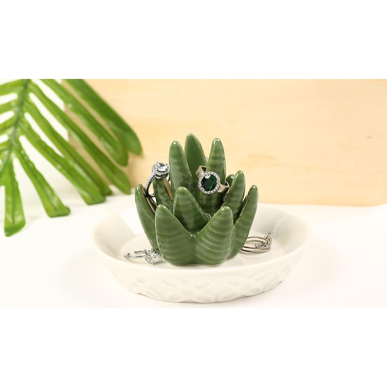 Soporte de Joyería Cerámica HOME SMILE Cactus Aloe 13x13 cm