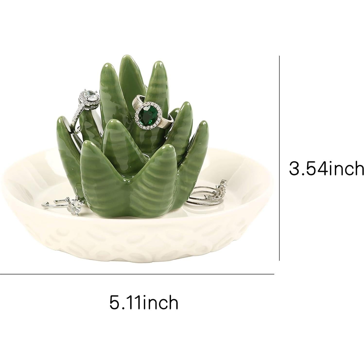 Soporte de Joyería Cerámica HOME SMILE Cactus Aloe 13x13 cm