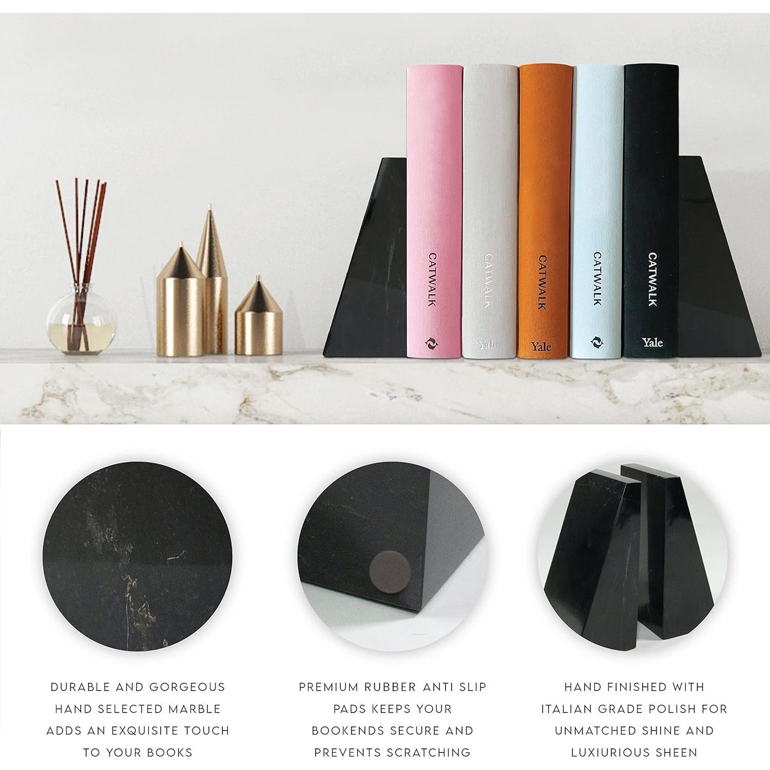 Sujetalibros de Mármol Ottimo Premium Negro 10x7.6x15.2 cm