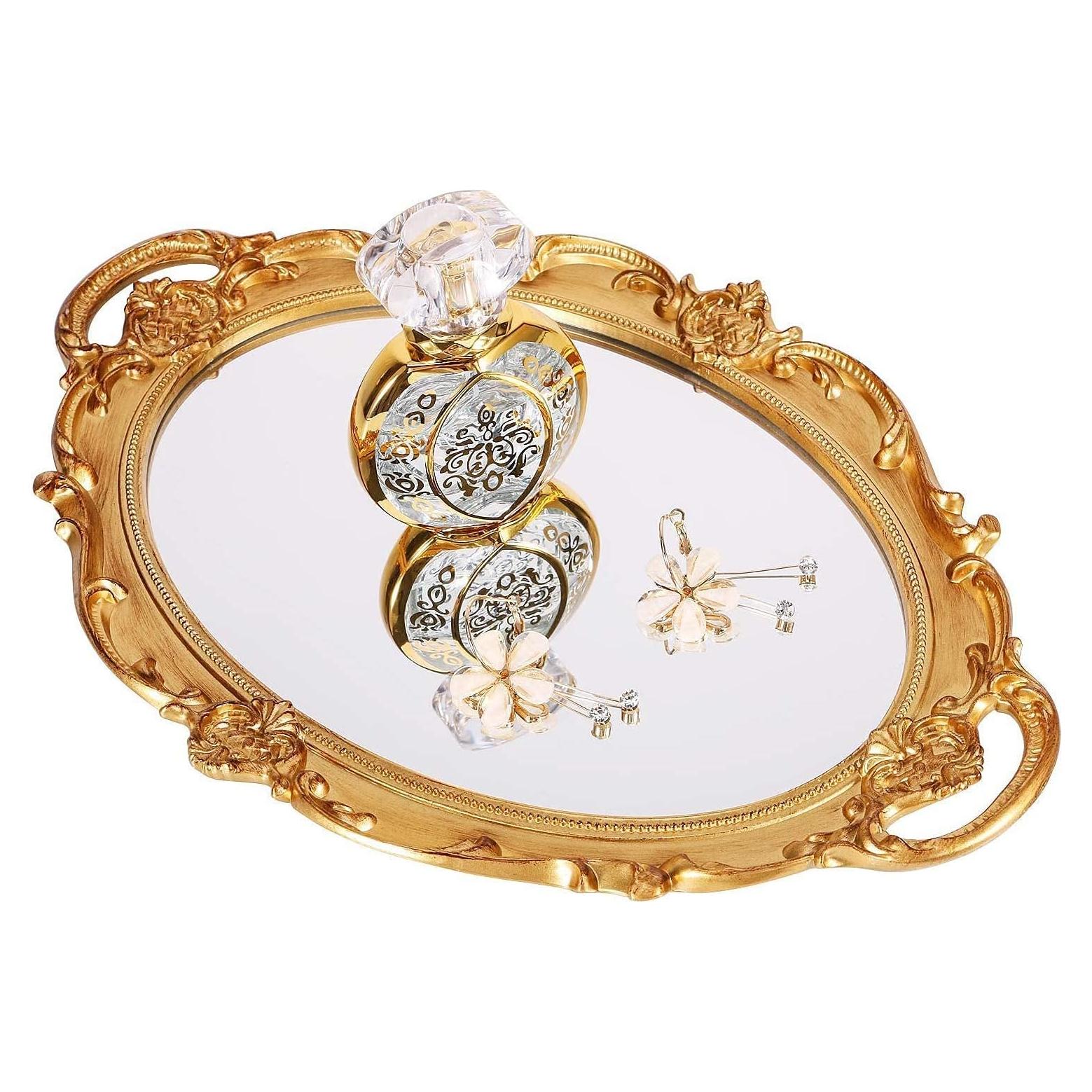 Bandeja Decorativa Ovalada Zosenley Dorada 24.89x37.10cm