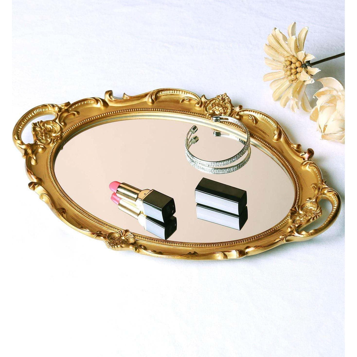 Bandeja Decorativa Ovalada Zosenley Dorada 24.89x37.10cm