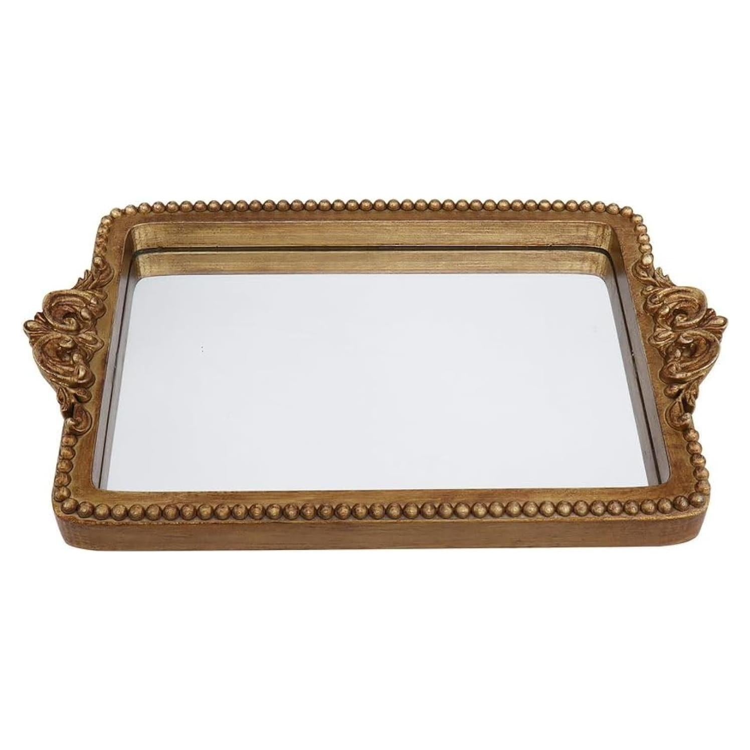 Bandeja Decorativa Dorada Hanna Roberts 31x19 cm Vidrio Espejo