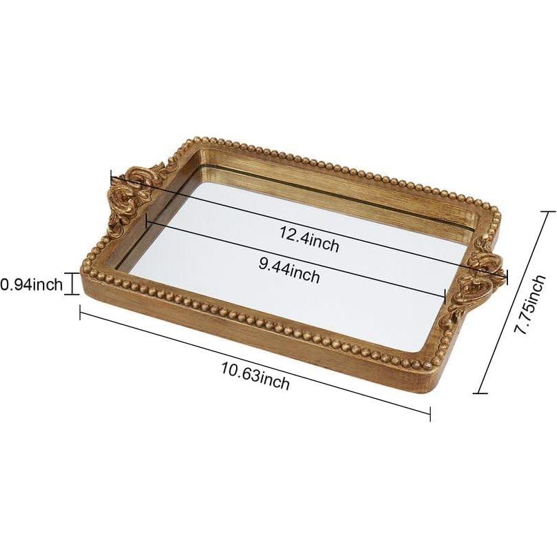 Bandeja Decorativa Dorada Hanna Roberts 31x19 cm Vidrio Espejo
