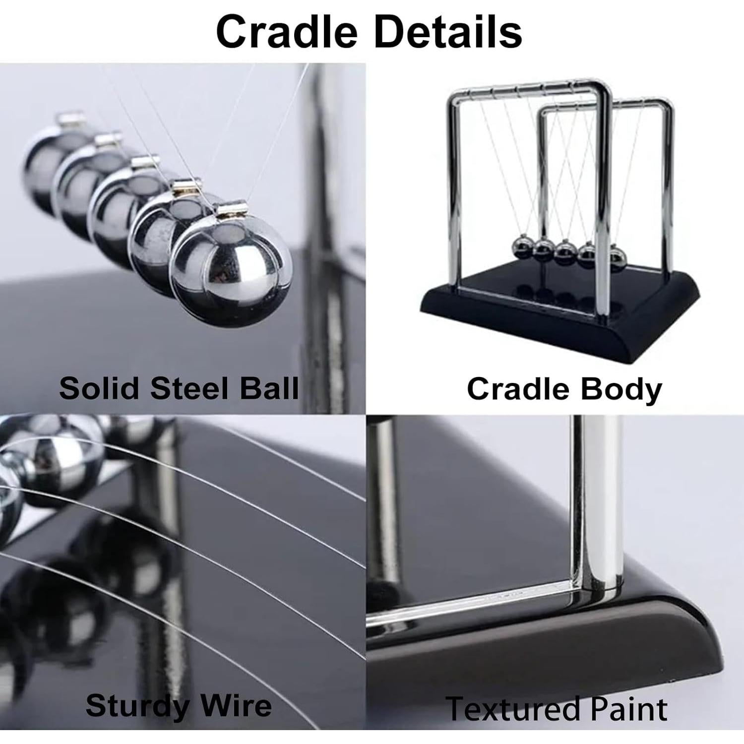 Péndulo de Newton Yoqanr Grande Negro 5 Bolas - Decoración de Escritorio