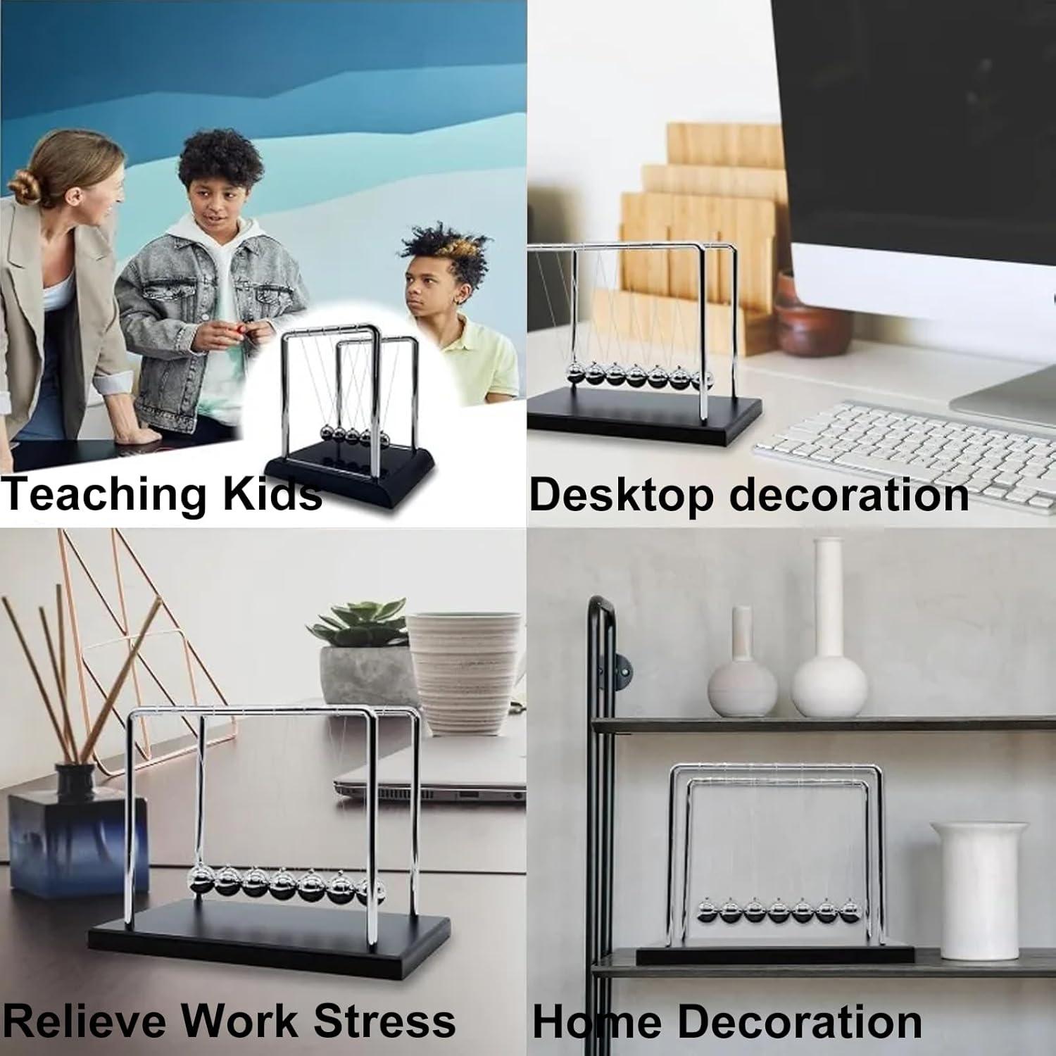 Péndulo de Newton Yoqanr Grande Negro 5 Bolas - Decoración de Escritorio