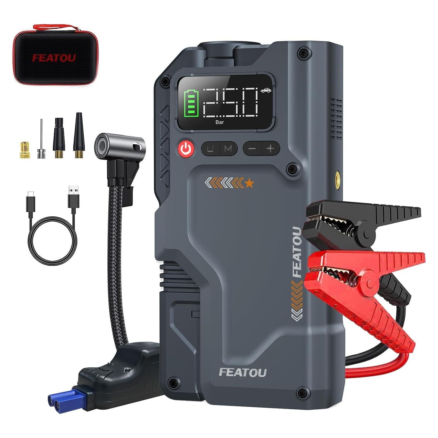 Arrancador de Salto Featou V5 3000A con Inflador 150 PSI