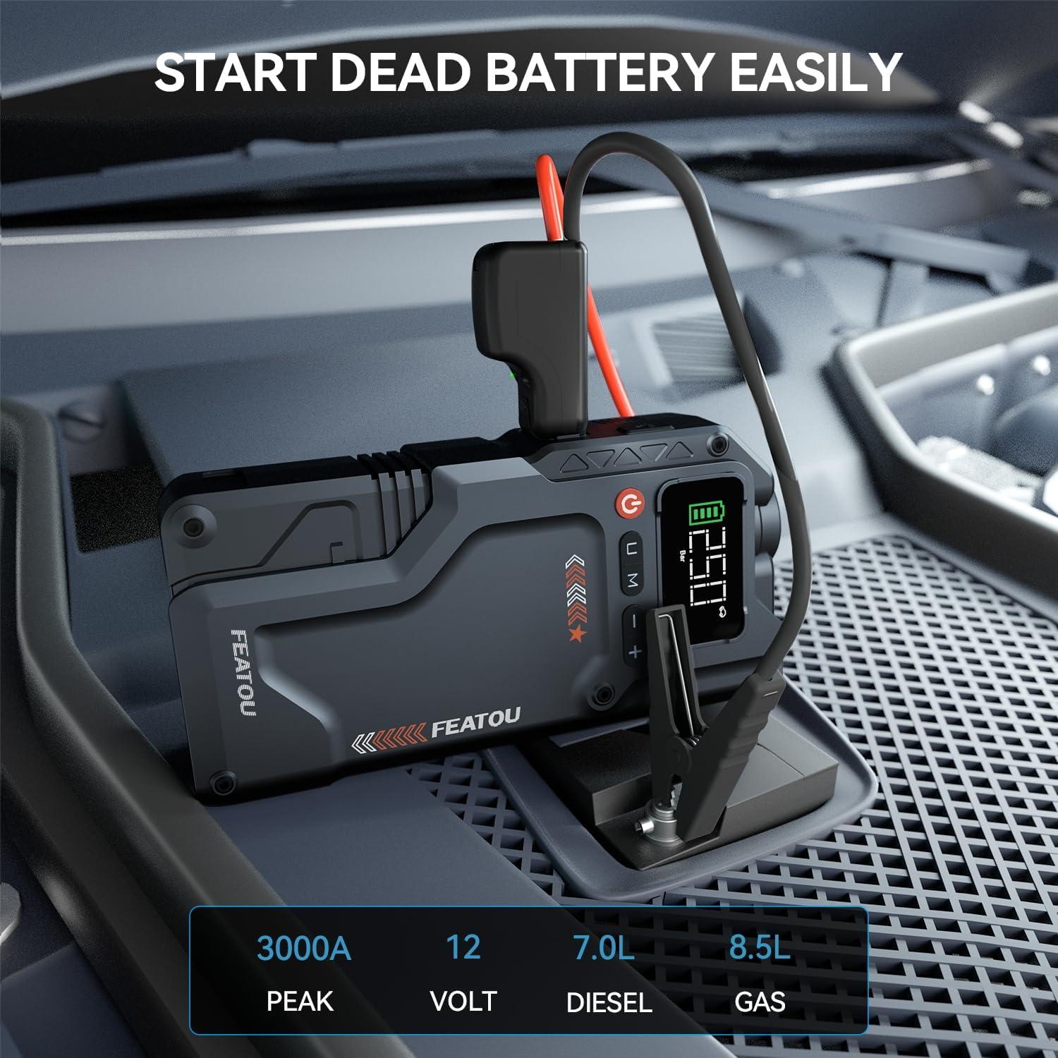 Arrancador de Salto Featou V5 3000A con Inflador 150 PSI