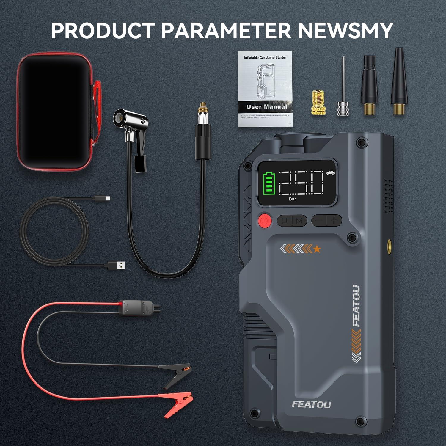 Arrancador de Salto Featou V5 3000A con Inflador 150 PSI