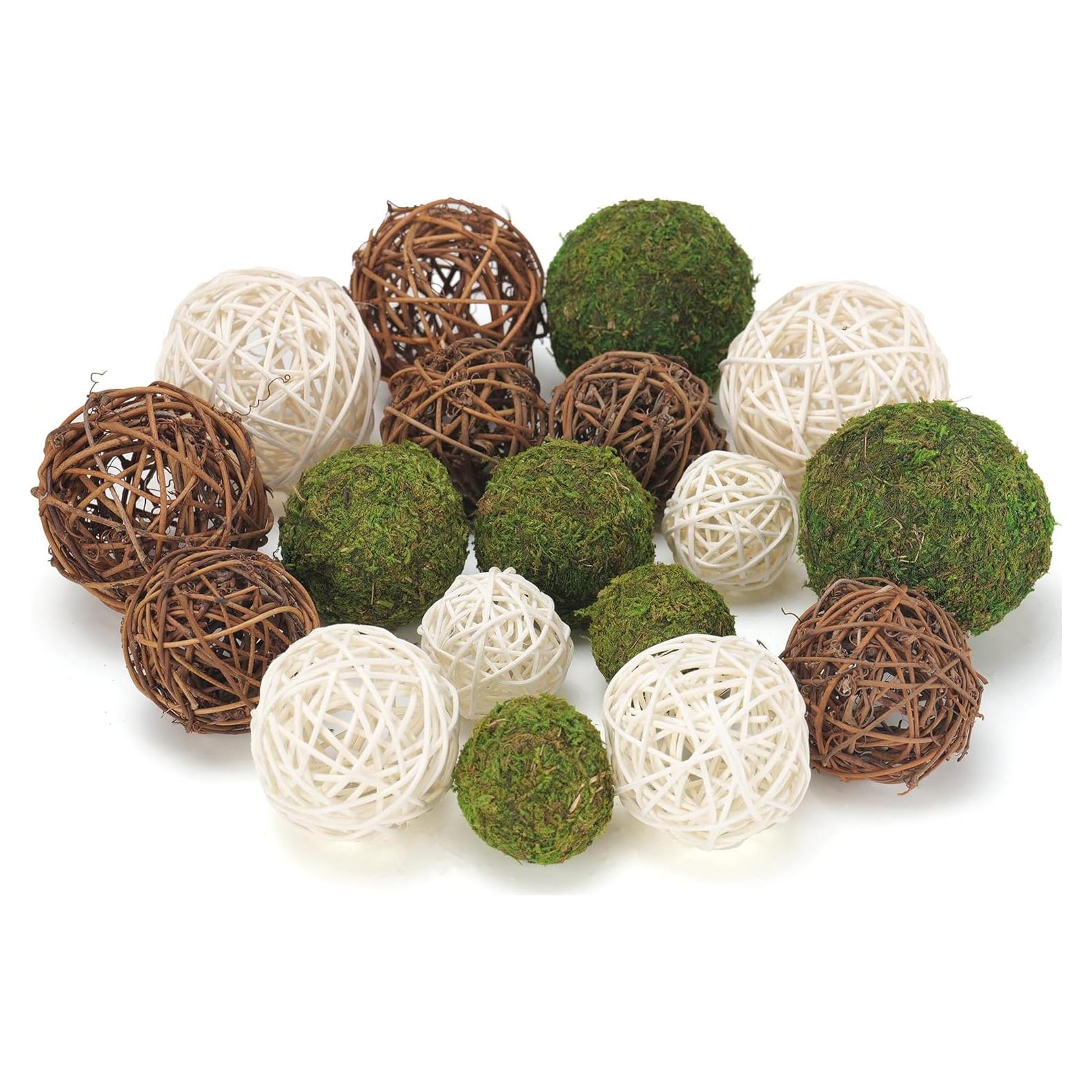 Set 18 Bolas Decorativas USMOLA - Musgo y Mimbre Rústico