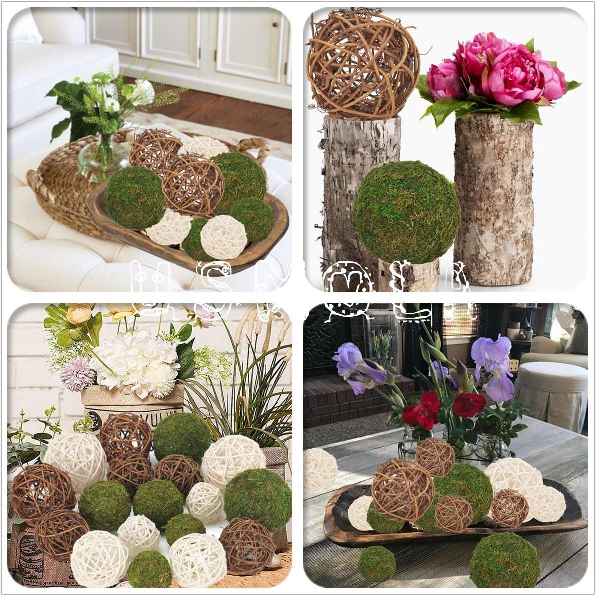 Set 18 Bolas Decorativas USMOLA - Musgo y Mimbre Rústico