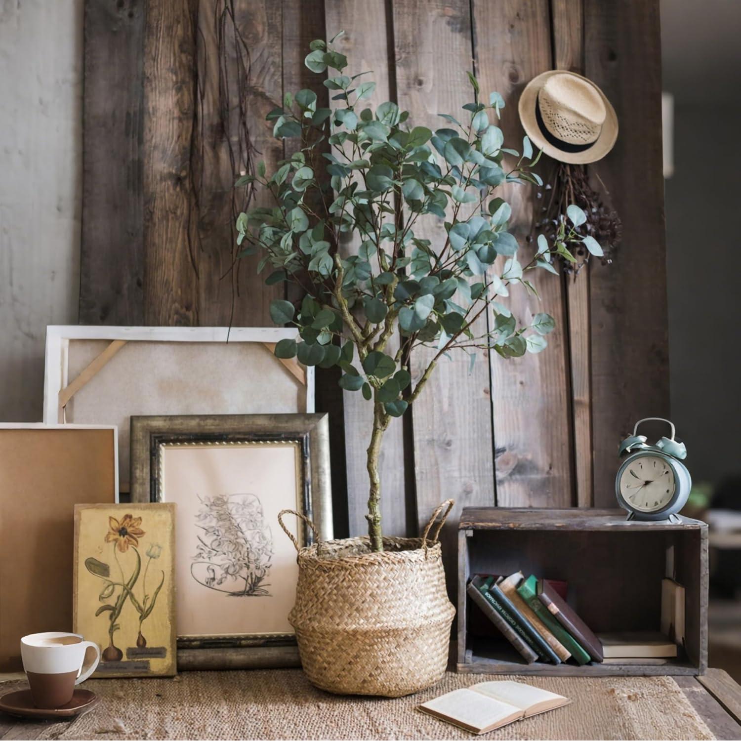 Cesta de Hierba Marina Tejida a Mano FixtureDisplays 35.5x40.6 cm