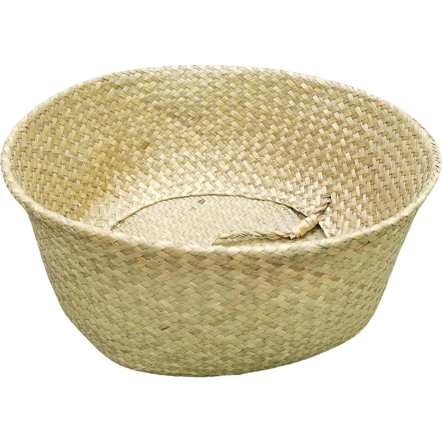 Cesta de Hierba Marina Tejida a Mano FixtureDisplays 35.5x40.6 cm