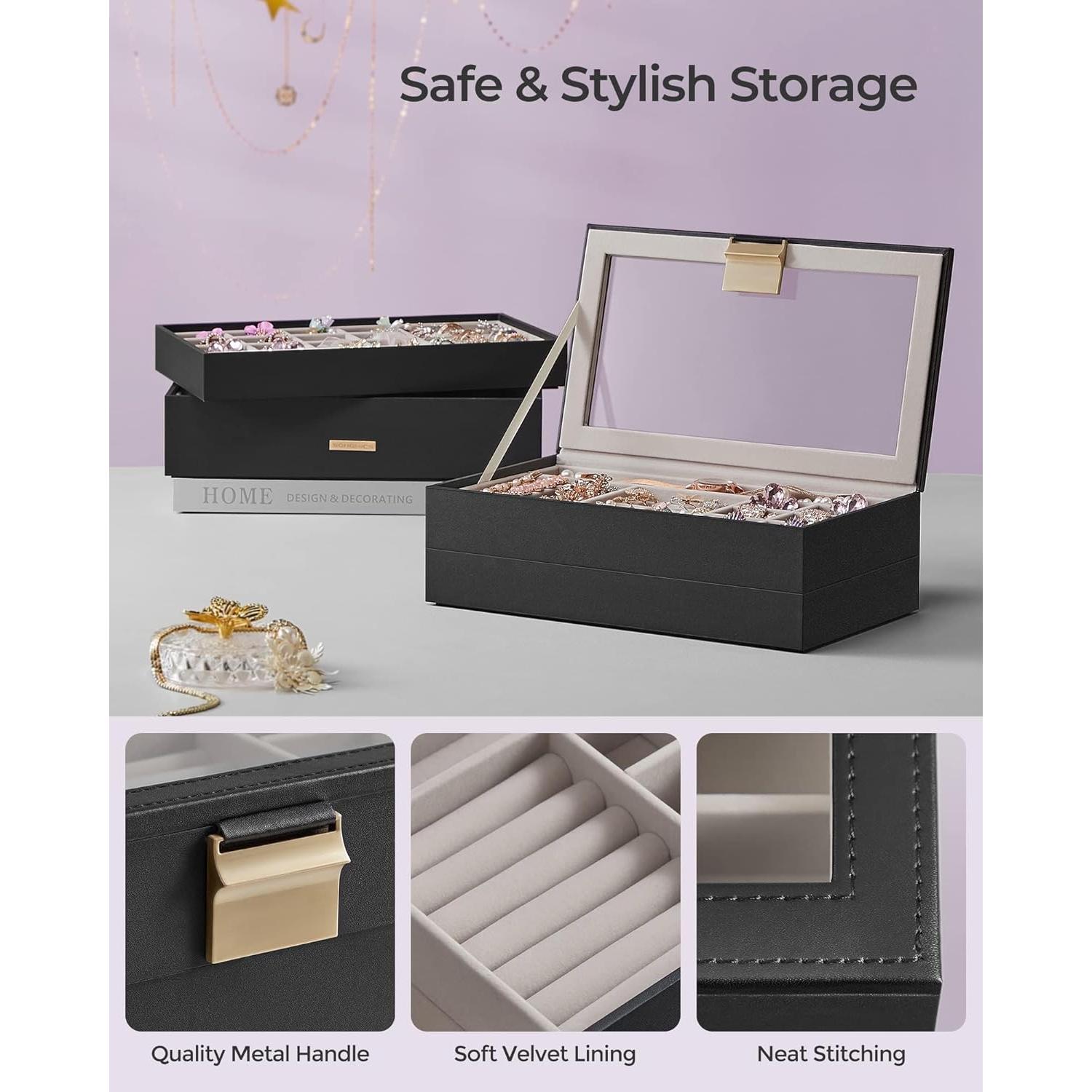 Caja de Joyería SONGMICS 4 Niveles Organizador Negro 17x28 cm