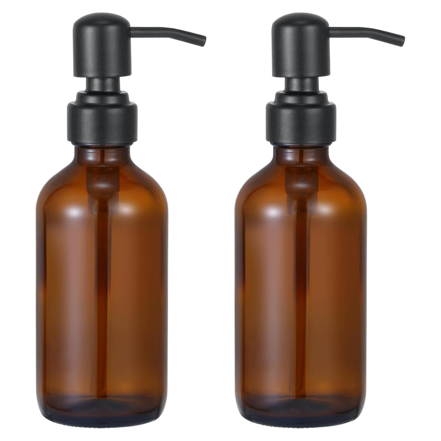 Juego 2 Dispensadores de Jabón Vidrio Ámbar 8oz CHBKT