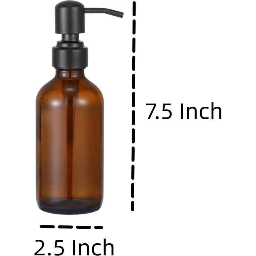 Juego 2 Dispensadores de Jabón Vidrio Ámbar 8oz CHBKT