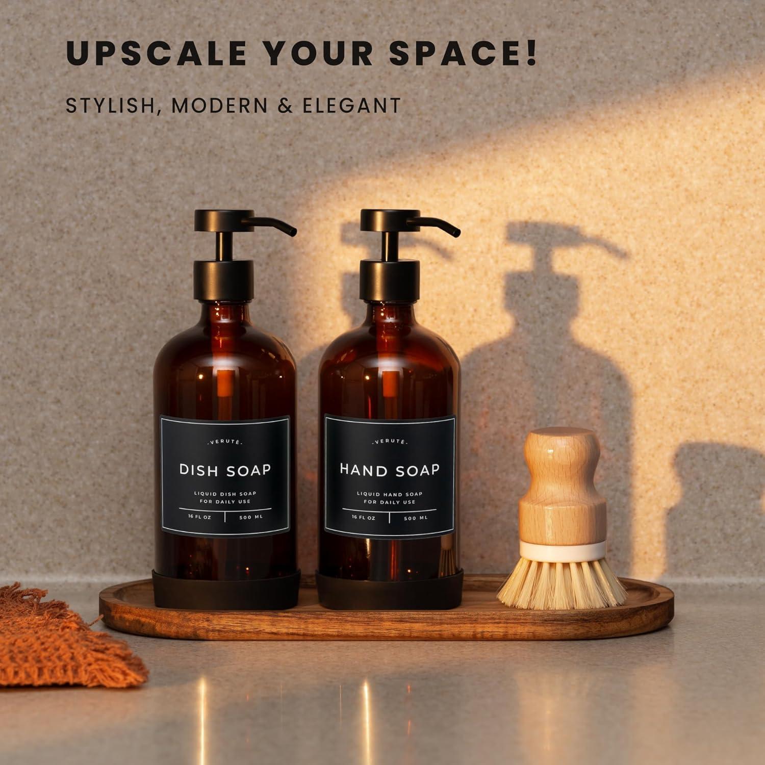 Dispensador de Jabón Verute Set de 2 Botellas Vidrio 473ml