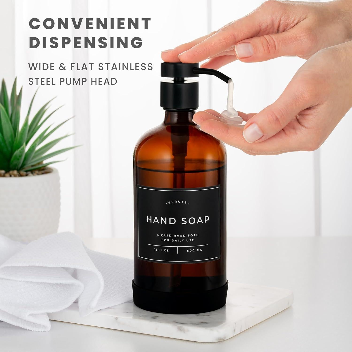 Dispensador de Jabón Verute Set de 2 Botellas Vidrio 473ml