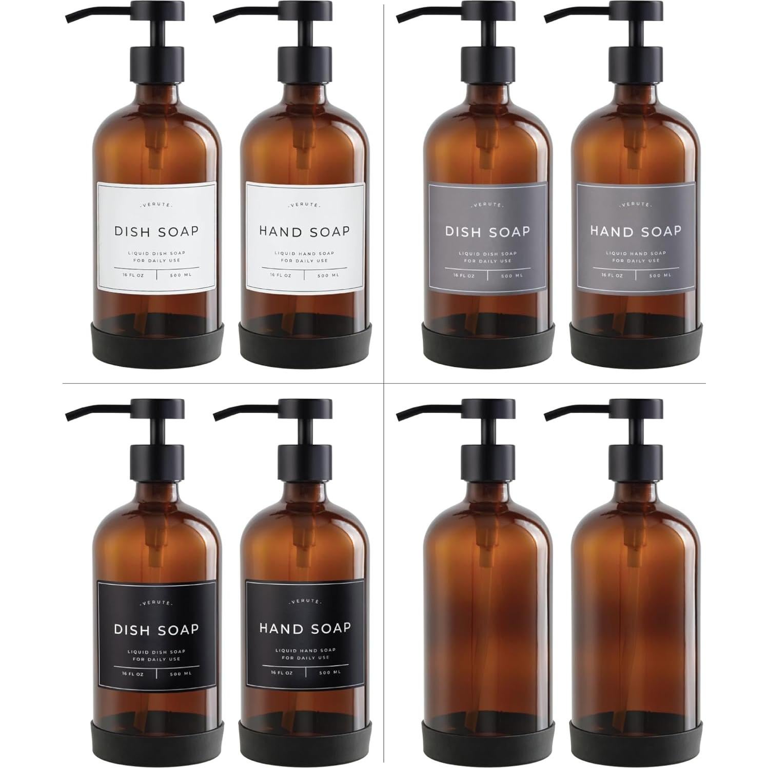 Dispensador de Jabón Verute Set de 2 Botellas Vidrio 473ml