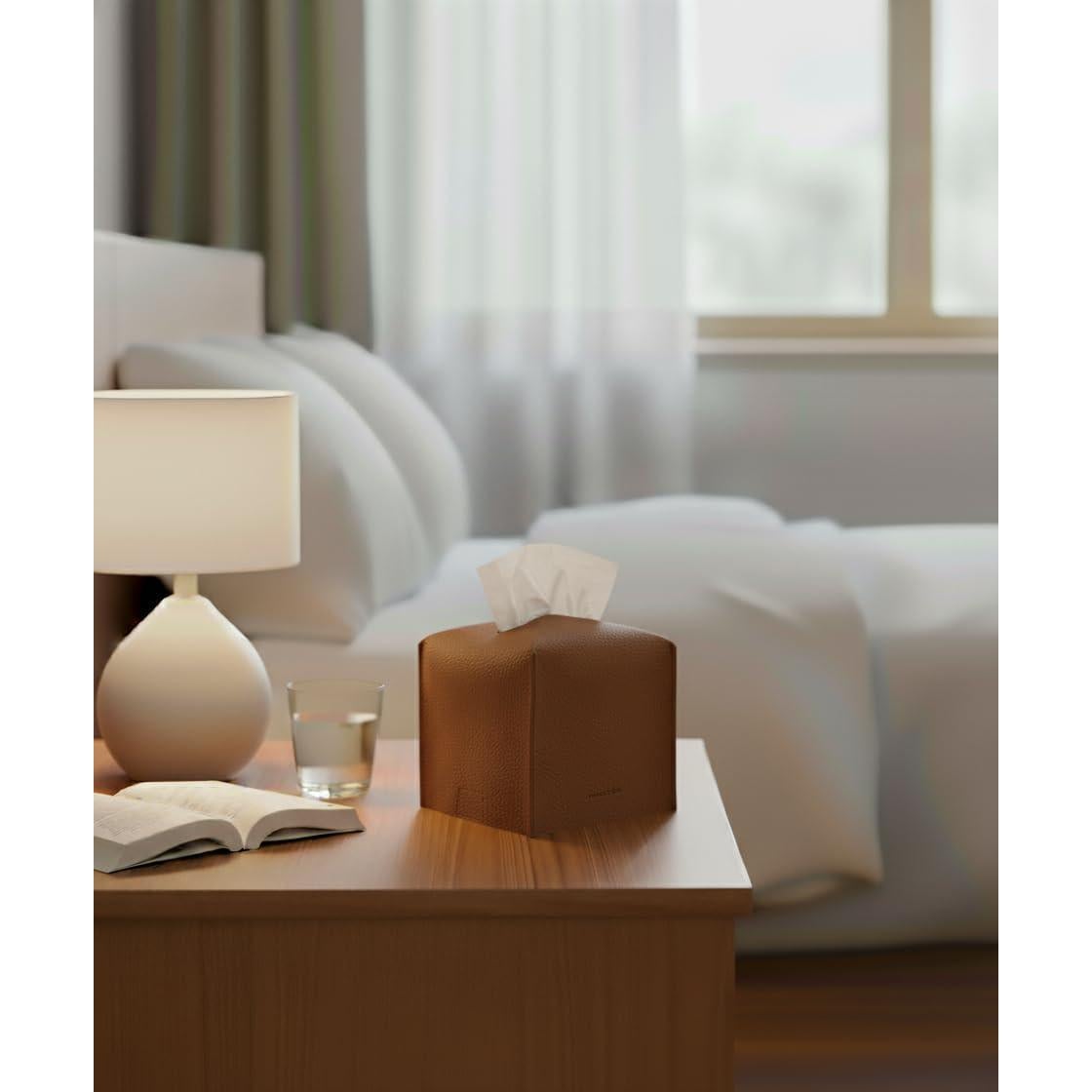 Cubierta de Caja de Tissue Cuadrada Carrot's Den PU Camel