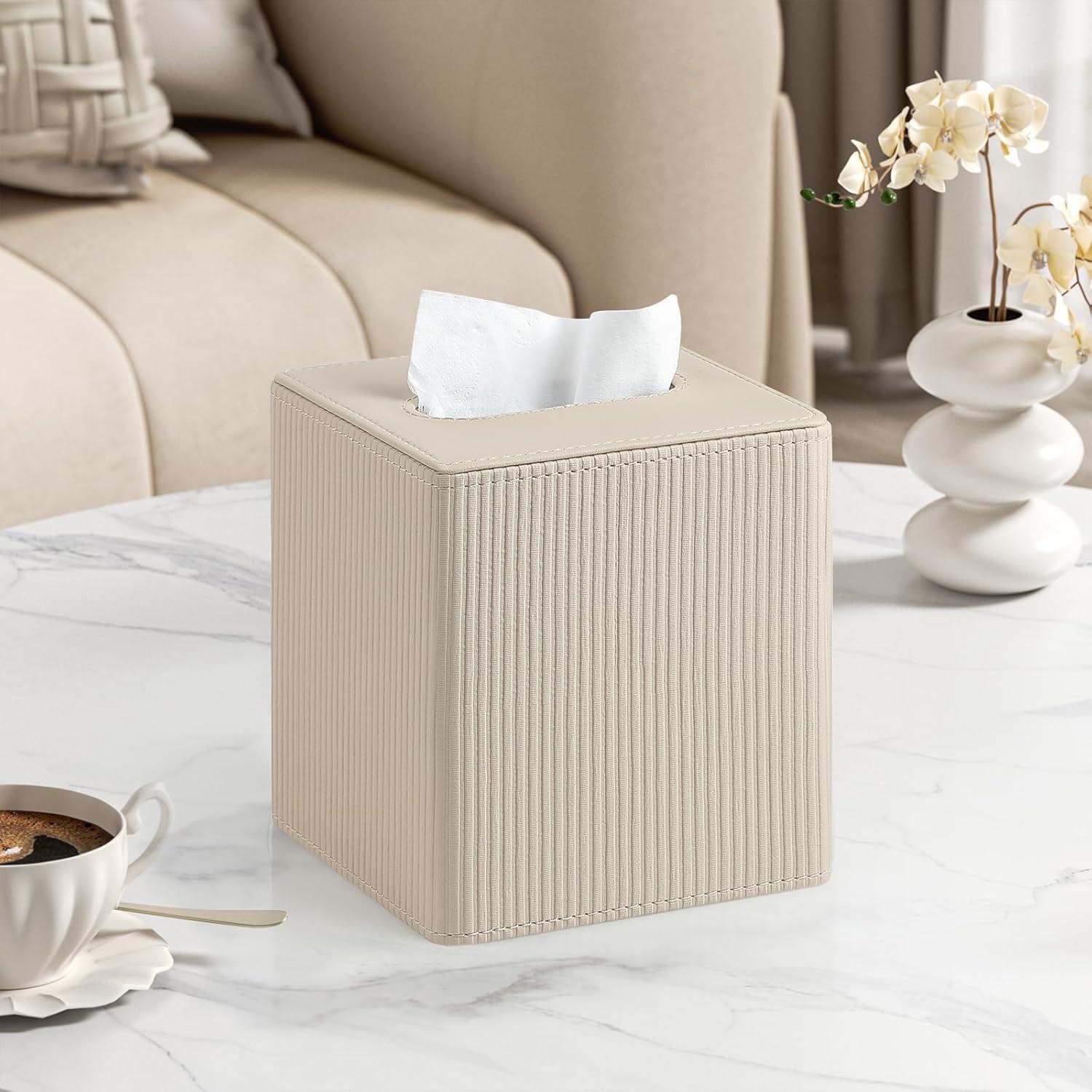 Funda de Caja de Tissue Cuadrada Cretkhp Beige con Cierre Magnético