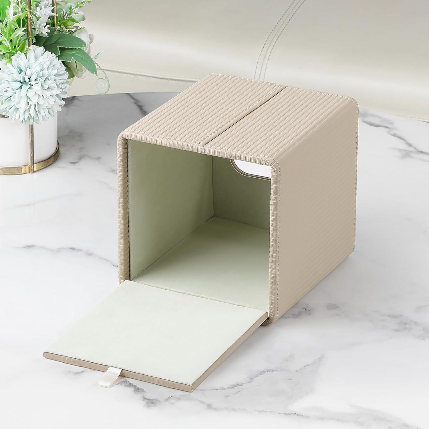 Funda de Caja de Tissue Cuadrada Cretkhp Beige con Cierre Magnético