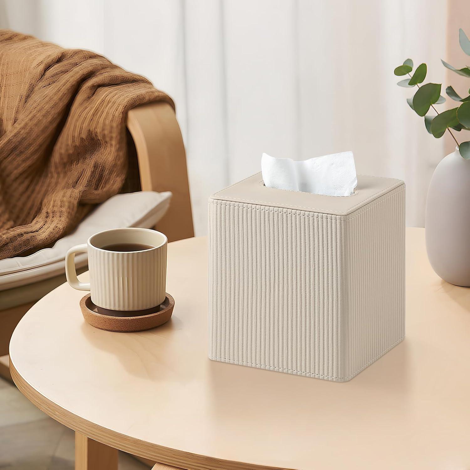 Funda de Caja de Tissue Cuadrada Cretkhp Beige con Cierre Magnético