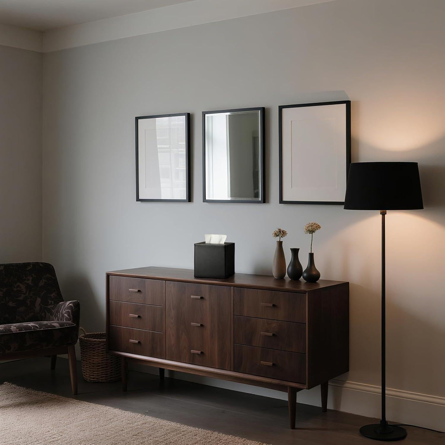 Cubierta de Caja de Tejido Cuero PU VZZNN 2 Paquetes Negra