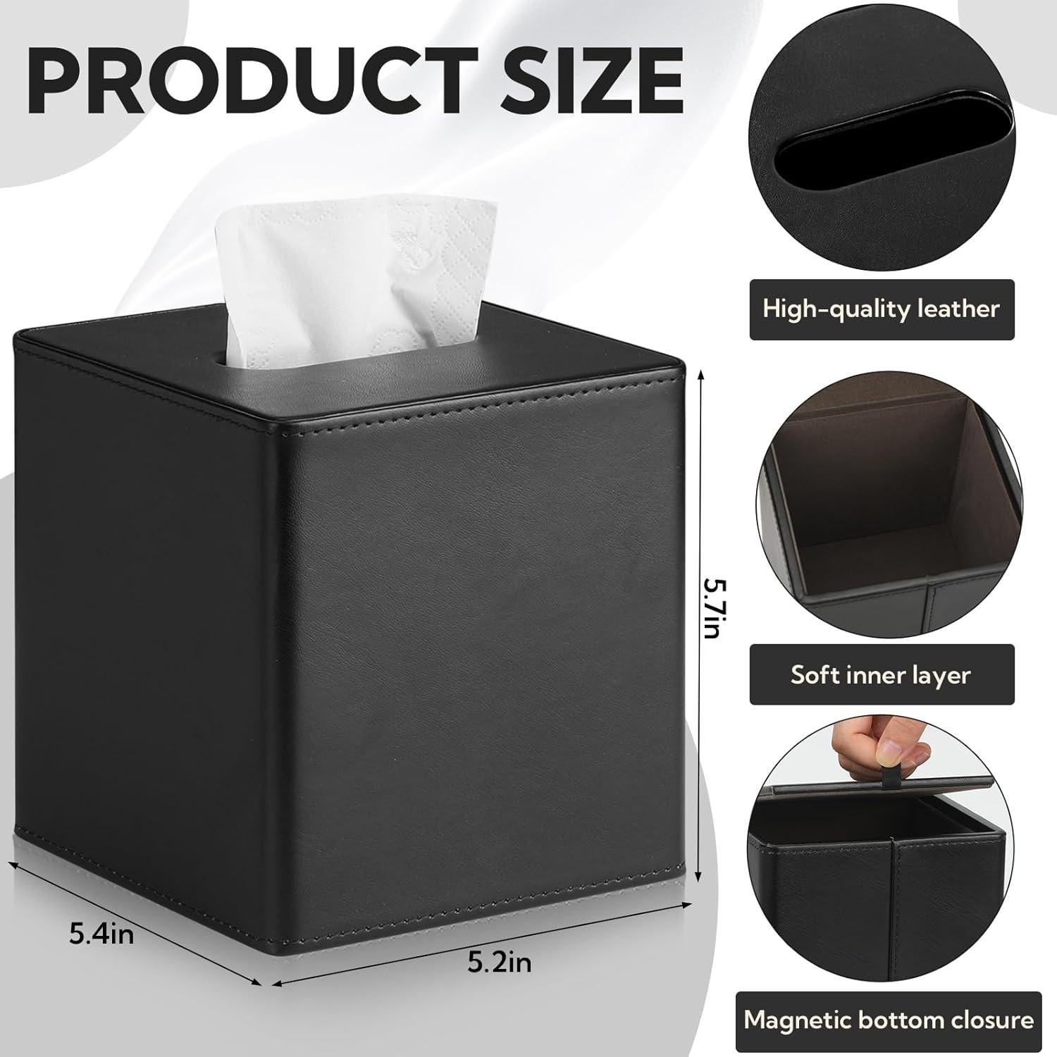 Cubierta de Caja de Tejido Cuero PU VZZNN 2 Paquetes Negra