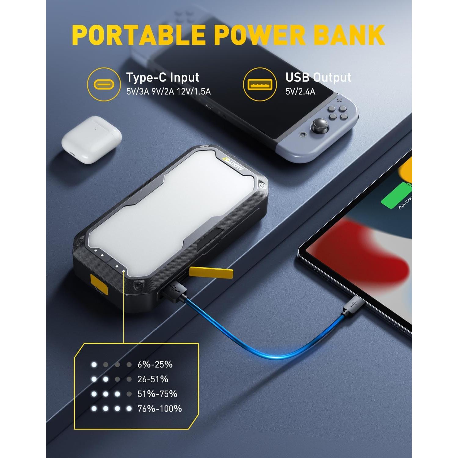 Arrancador de Batería AUXITO J102 5000A 12V con Luz LED