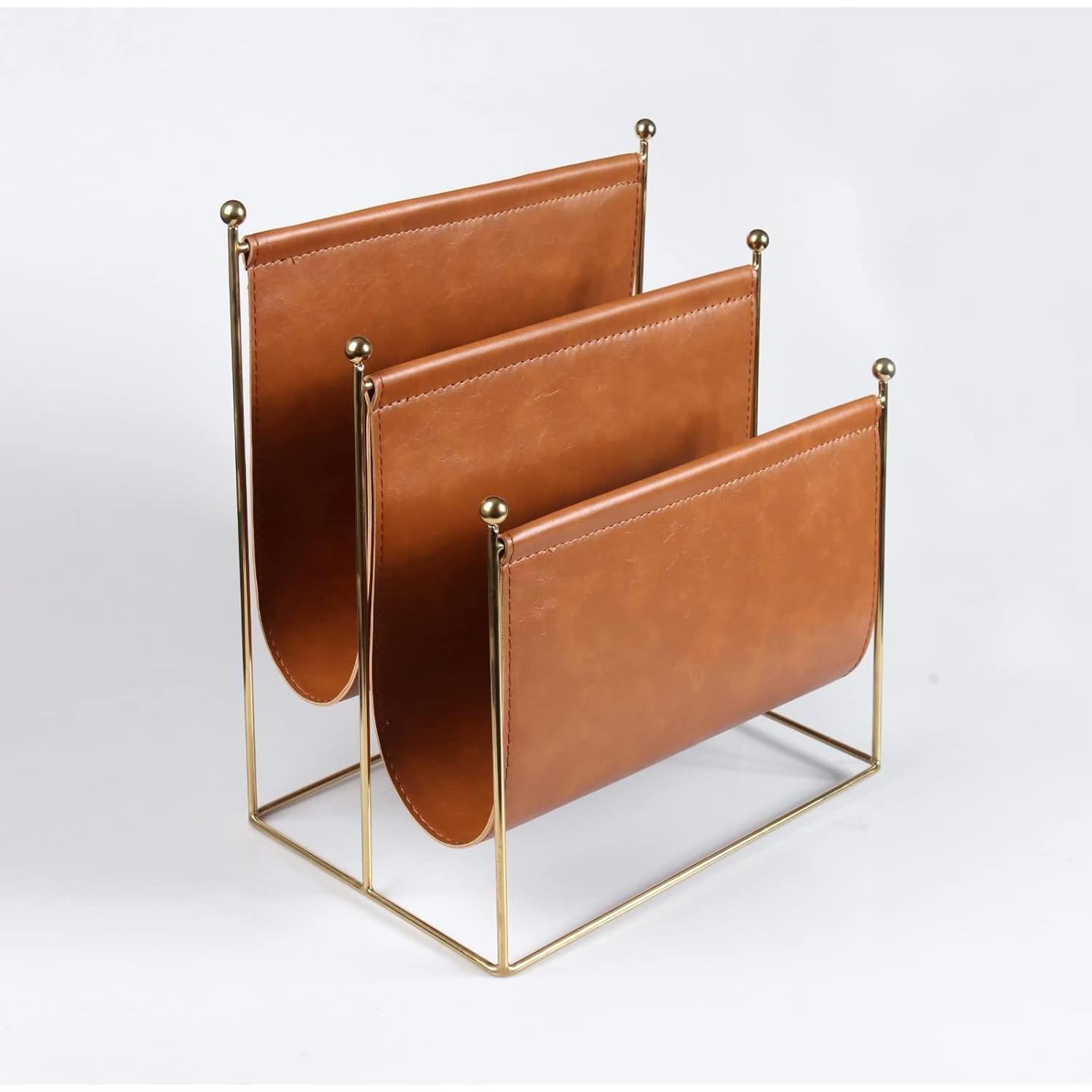 Soporte de Revistas de Alambre Metálico y Cuero Sintético Lesermoorer