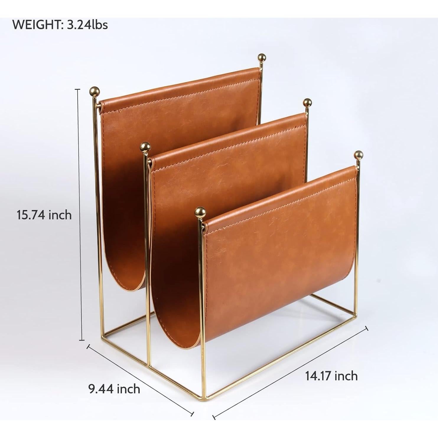 Soporte de Revistas de Alambre Metálico y Cuero Sintético Lesermoorer