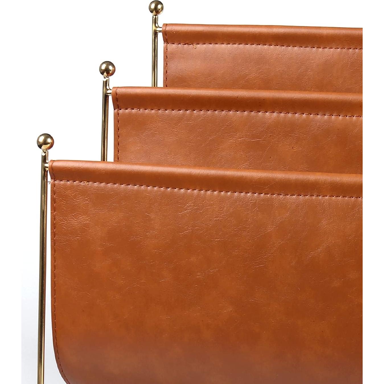 Soporte de Revistas de Alambre Metálico y Cuero Sintético Lesermoorer