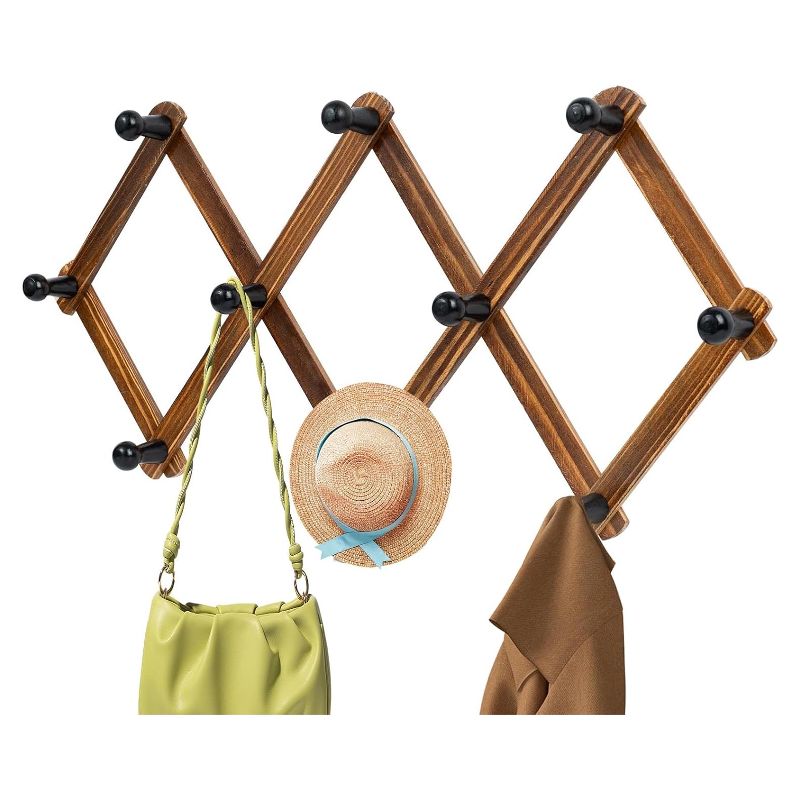 Perchero de Pared Acordeón Bohexyu de Madera Retro 10 Ganchos