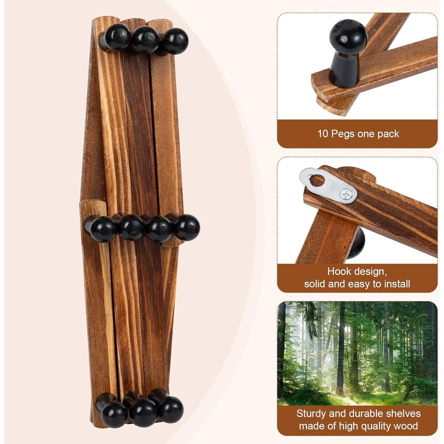 Perchero de Pared Acordeón Bohexyu de Madera Retro 10 Ganchos