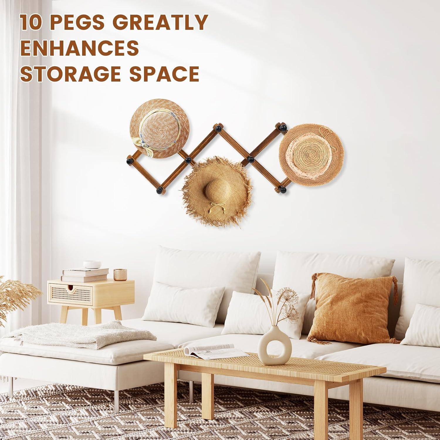 Perchero de Pared Acordeón Bohexyu de Madera Retro 10 Ganchos