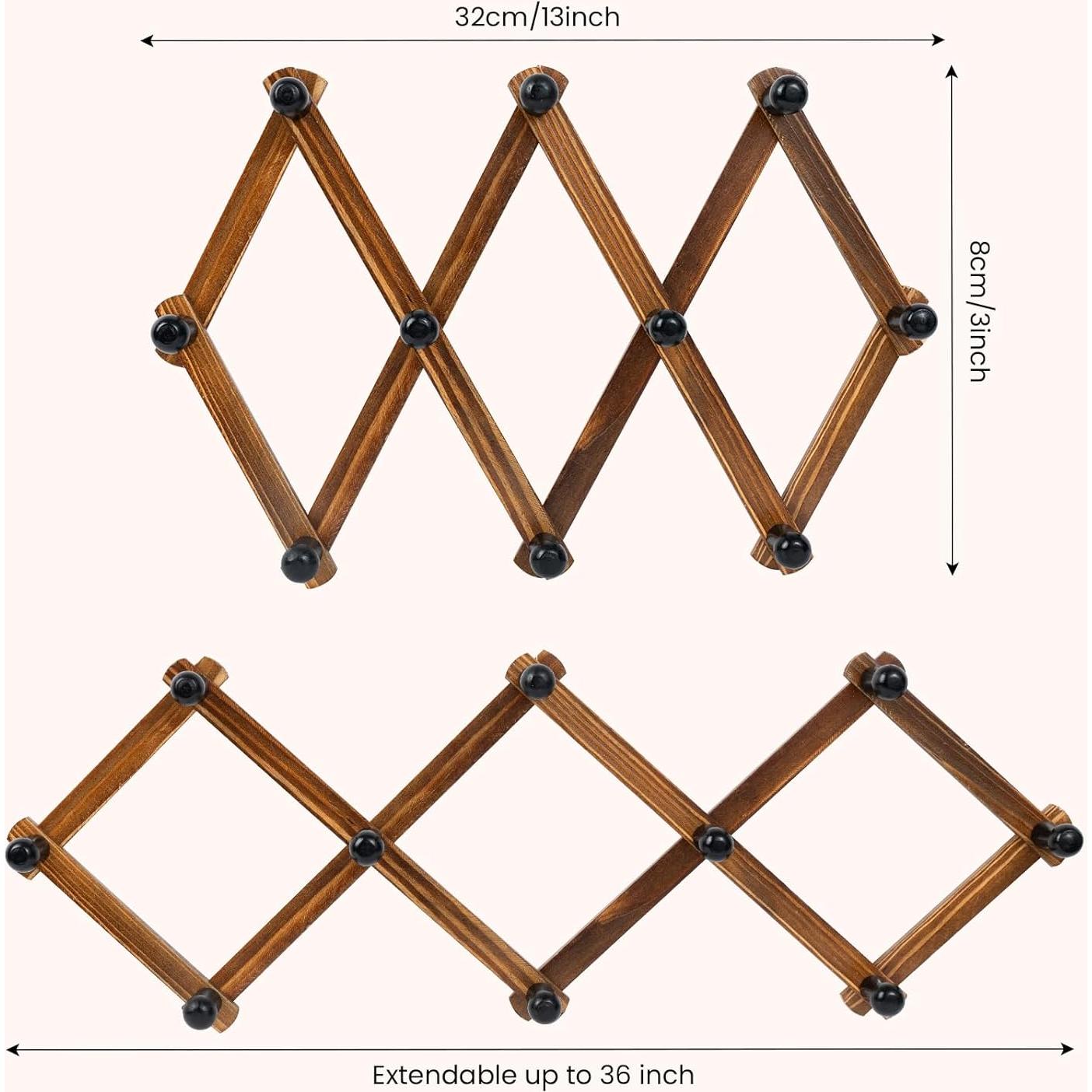 Perchero de Pared Acordeón Bohexyu de Madera Retro 10 Ganchos