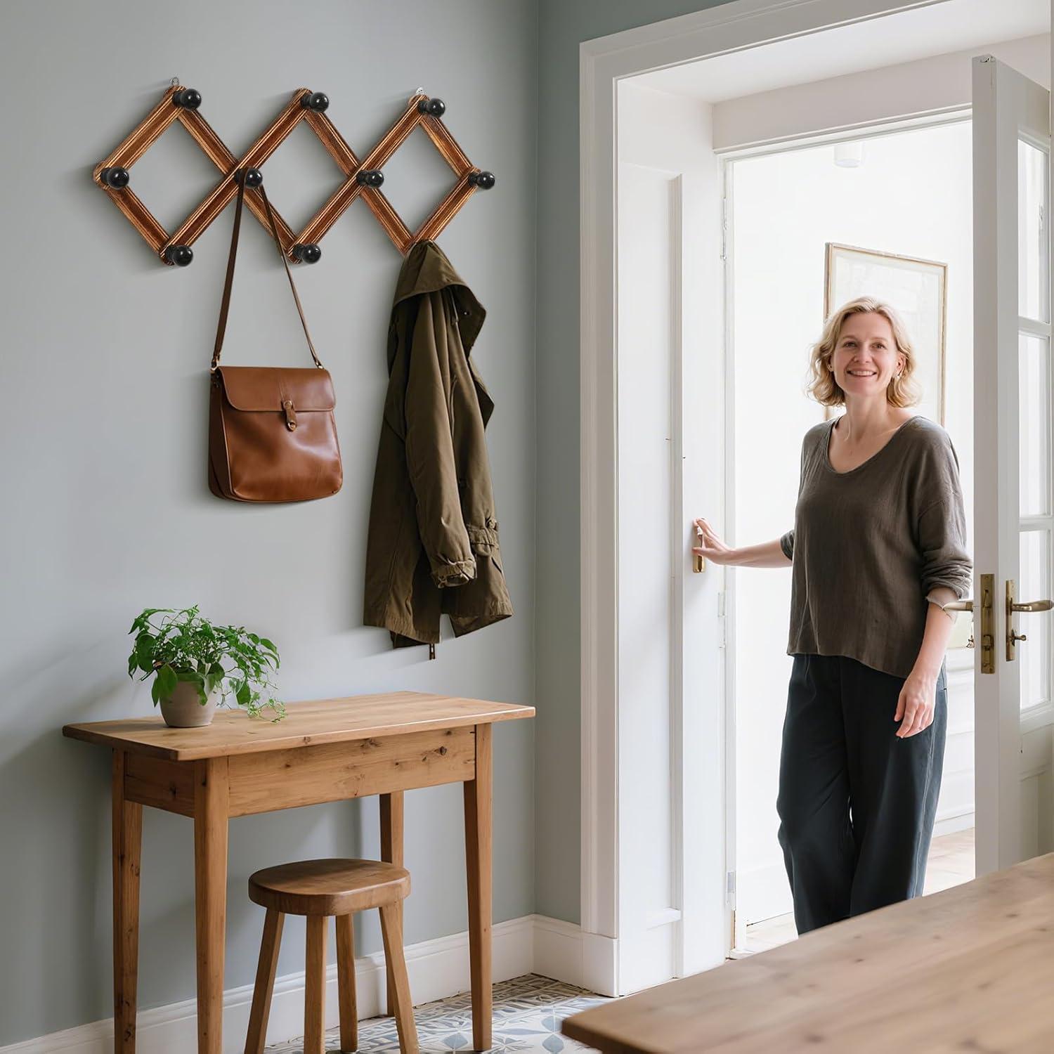 Soporte de Sombreros Acordeón TRSPCWR - Colgador de Madera 10 Ganchos