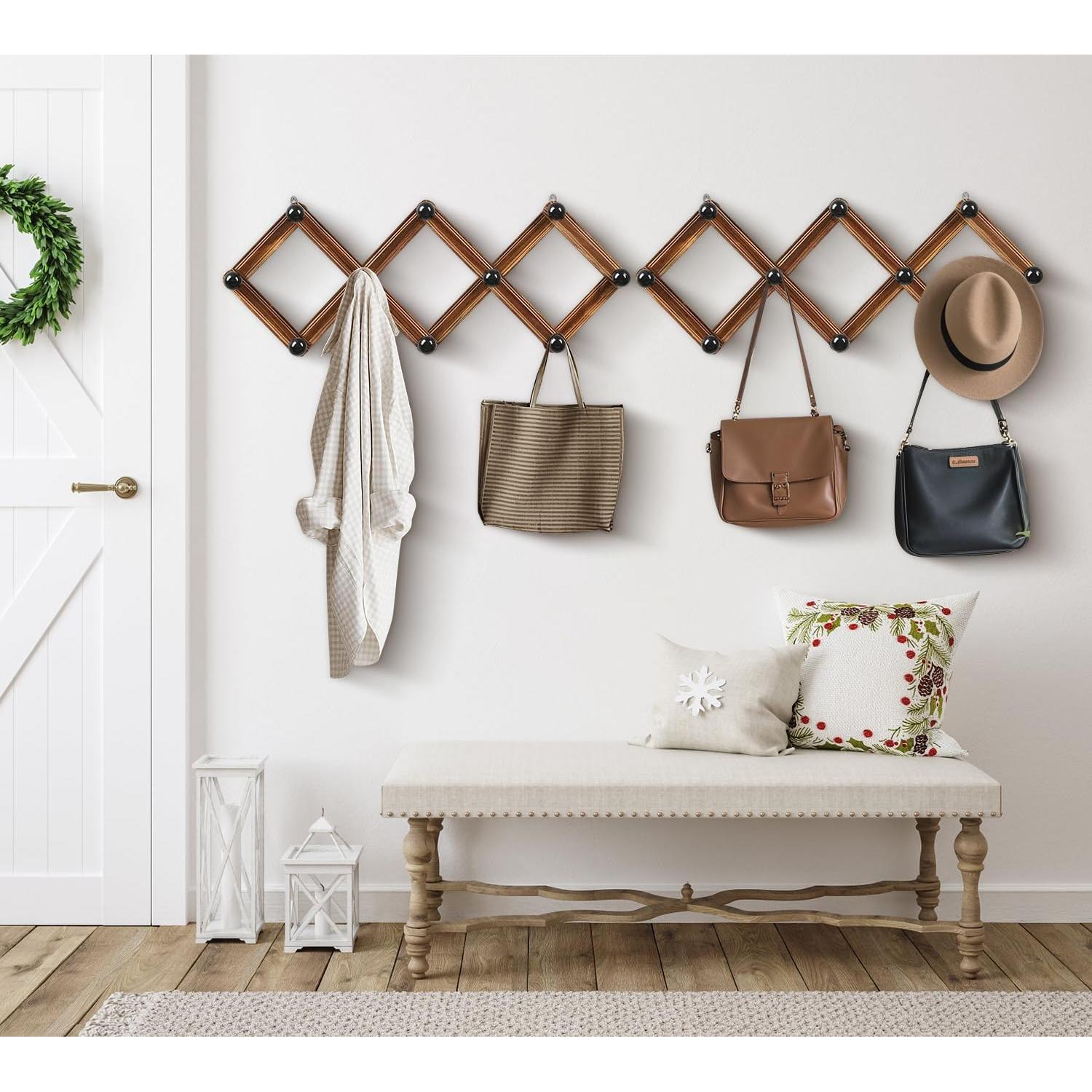 Soporte de Sombreros Acordeón TRSPCWR - Colgador de Madera 10 Ganchos