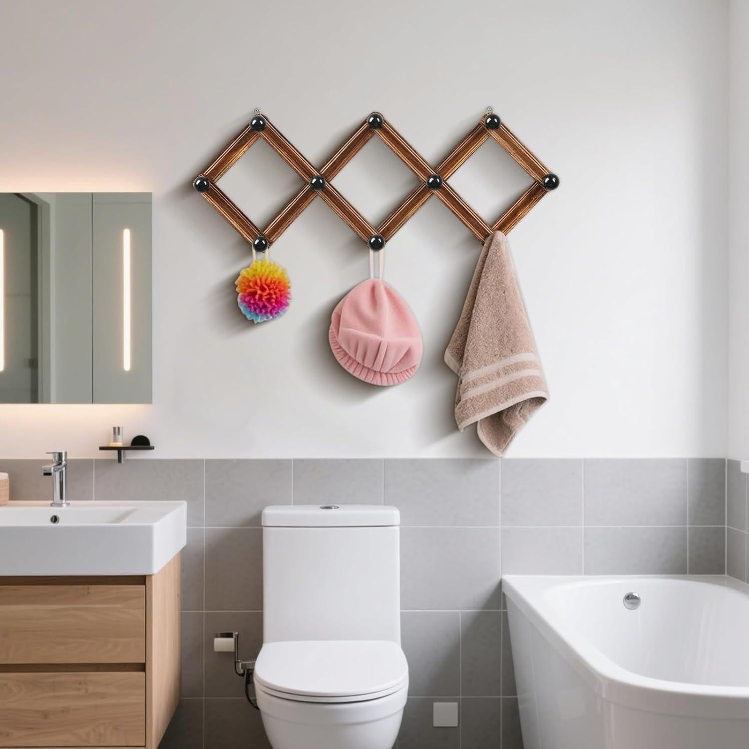 Soporte de Sombreros Acordeón TRSPCWR - Colgador de Madera 10 Ganchos