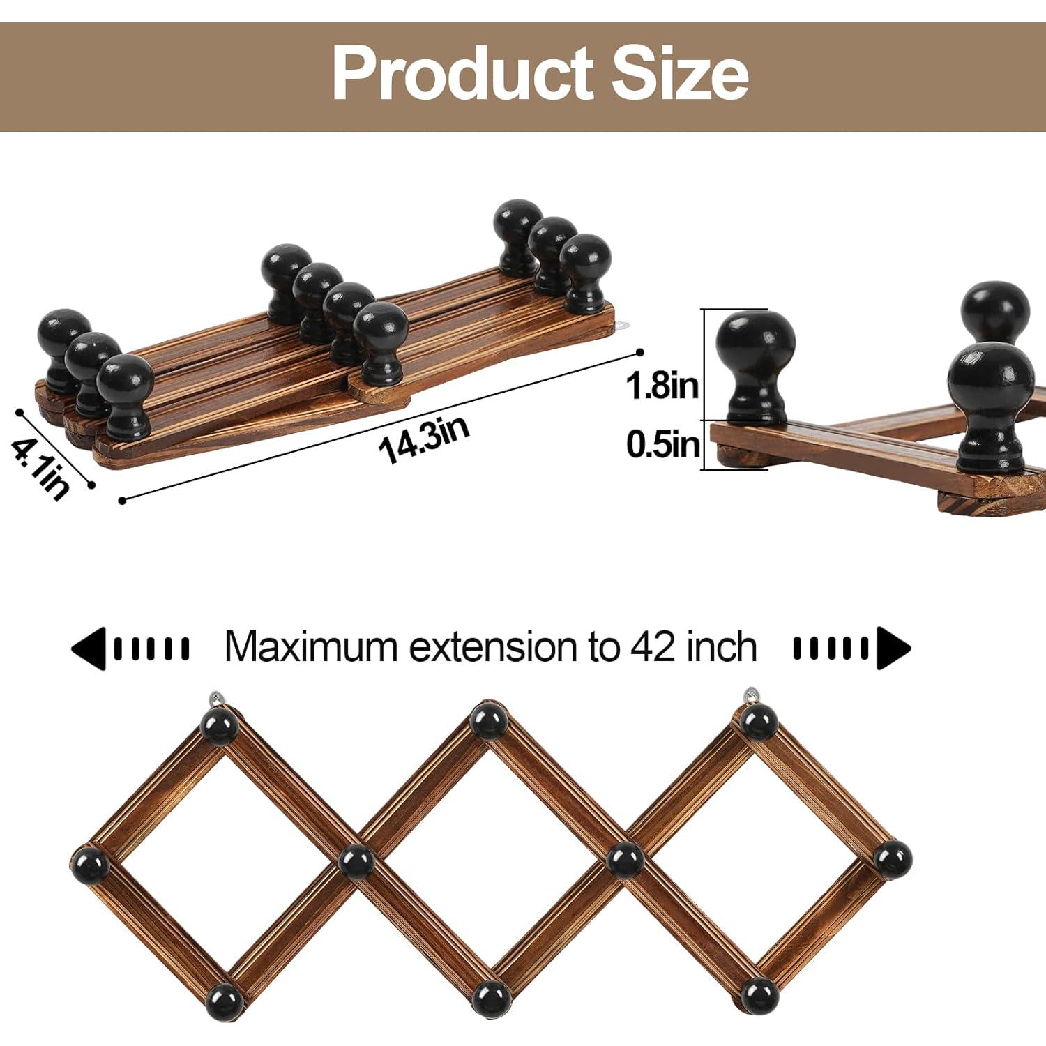 Soporte de Sombreros Acordeón TRSPCWR - Colgador de Madera 10 Ganchos
