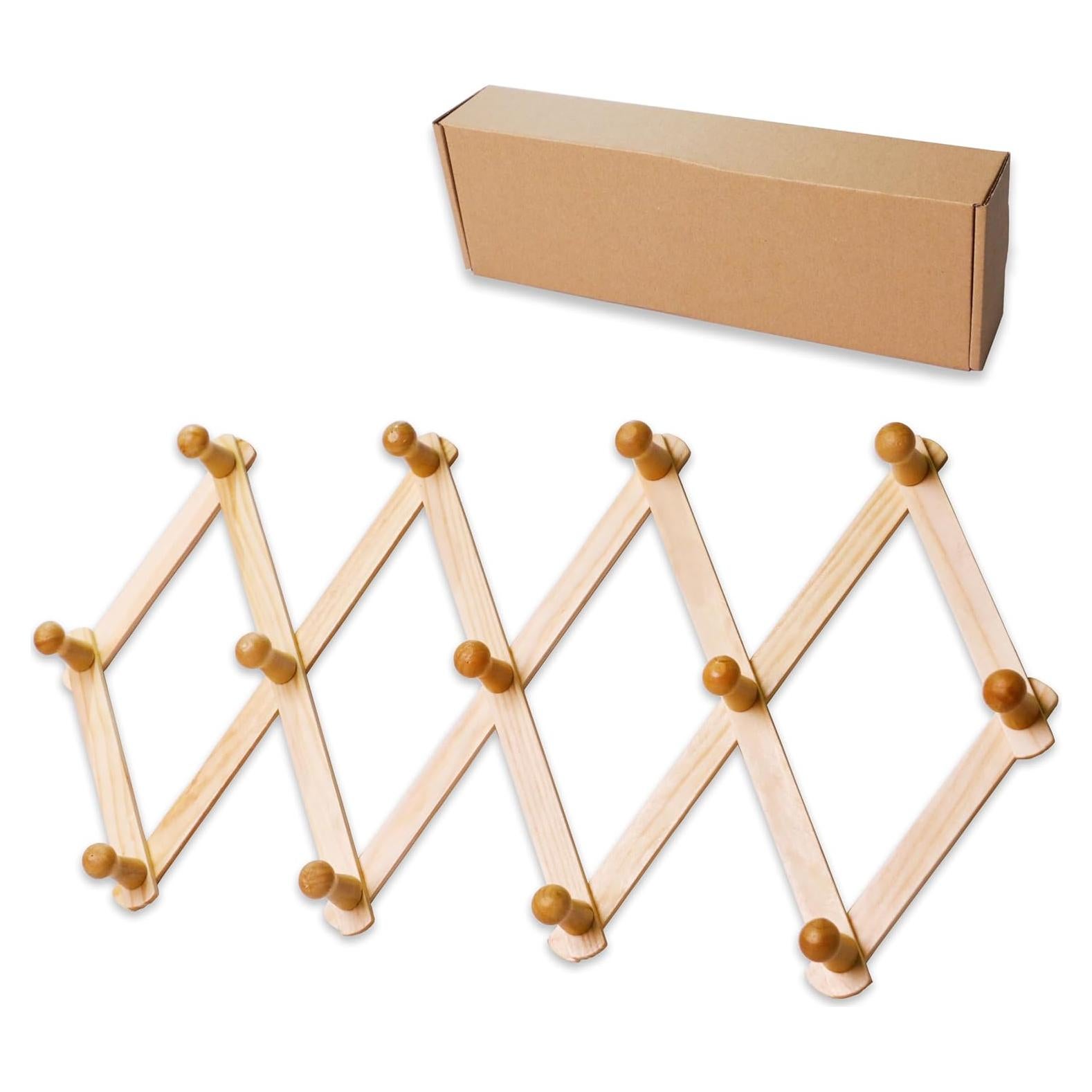 Perchero de Pared Expandible Prairie Star 13 Ganchos Madera