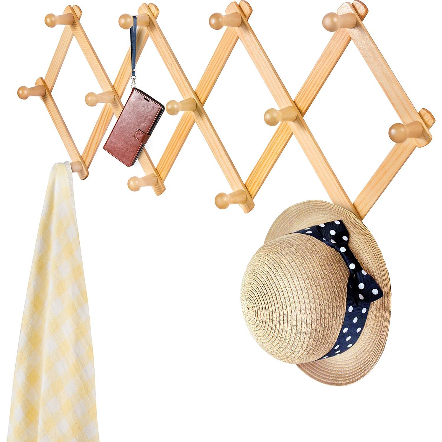 Perchero de Pared Expandible Prairie Star 13 Ganchos Madera