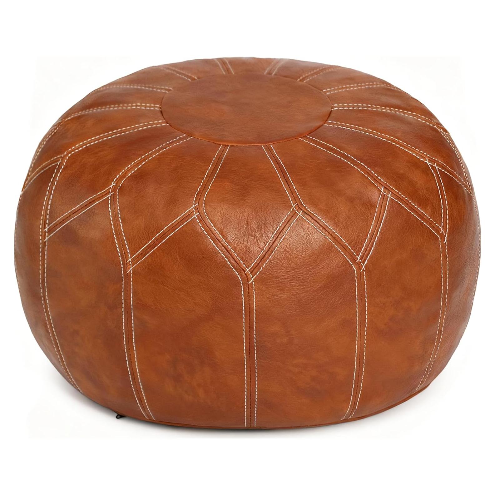 Pouf Ottoman de Cuero Sintético Thgonwid Marrón 50cm x 32cm