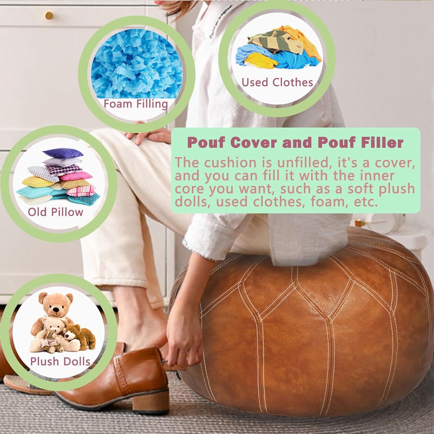 Pouf Ottoman de Cuero Sintético Thgonwid Marrón 50cm x 32cm