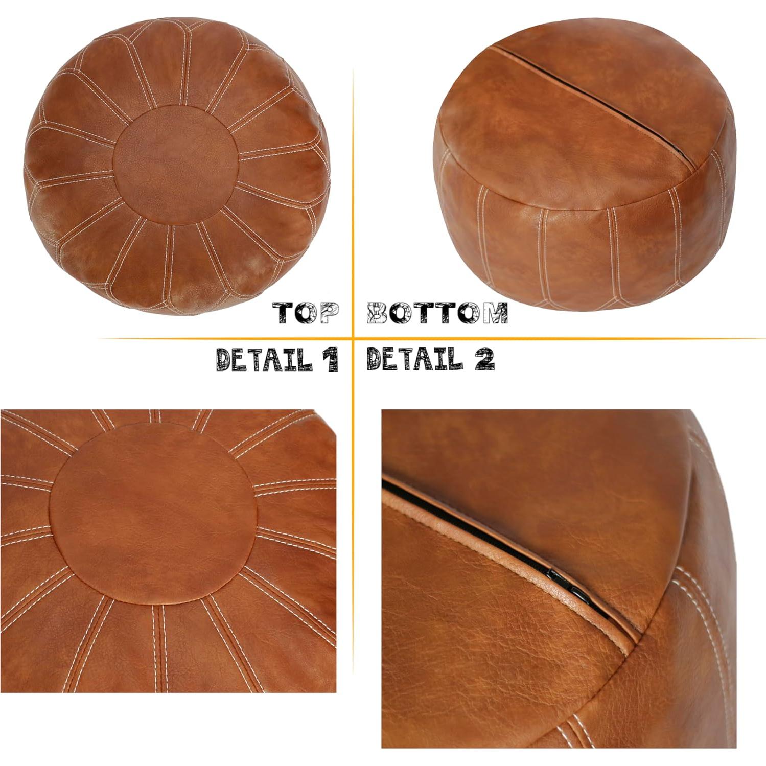 Pouf Ottoman de Cuero Sintético Thgonwid Marrón 50cm x 32cm