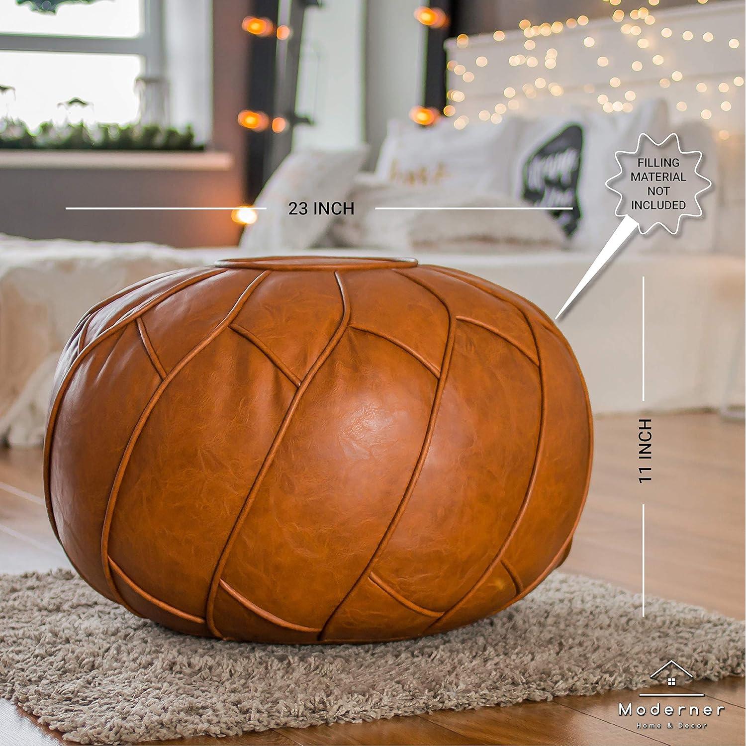 Pouf Ottoman Moderner de Cuero PU Marrón 58 cm - Reposapiés