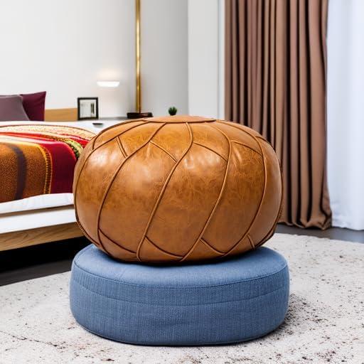 Pouf Ottoman Moderner de Cuero PU Marrón 58 cm - Reposapiés